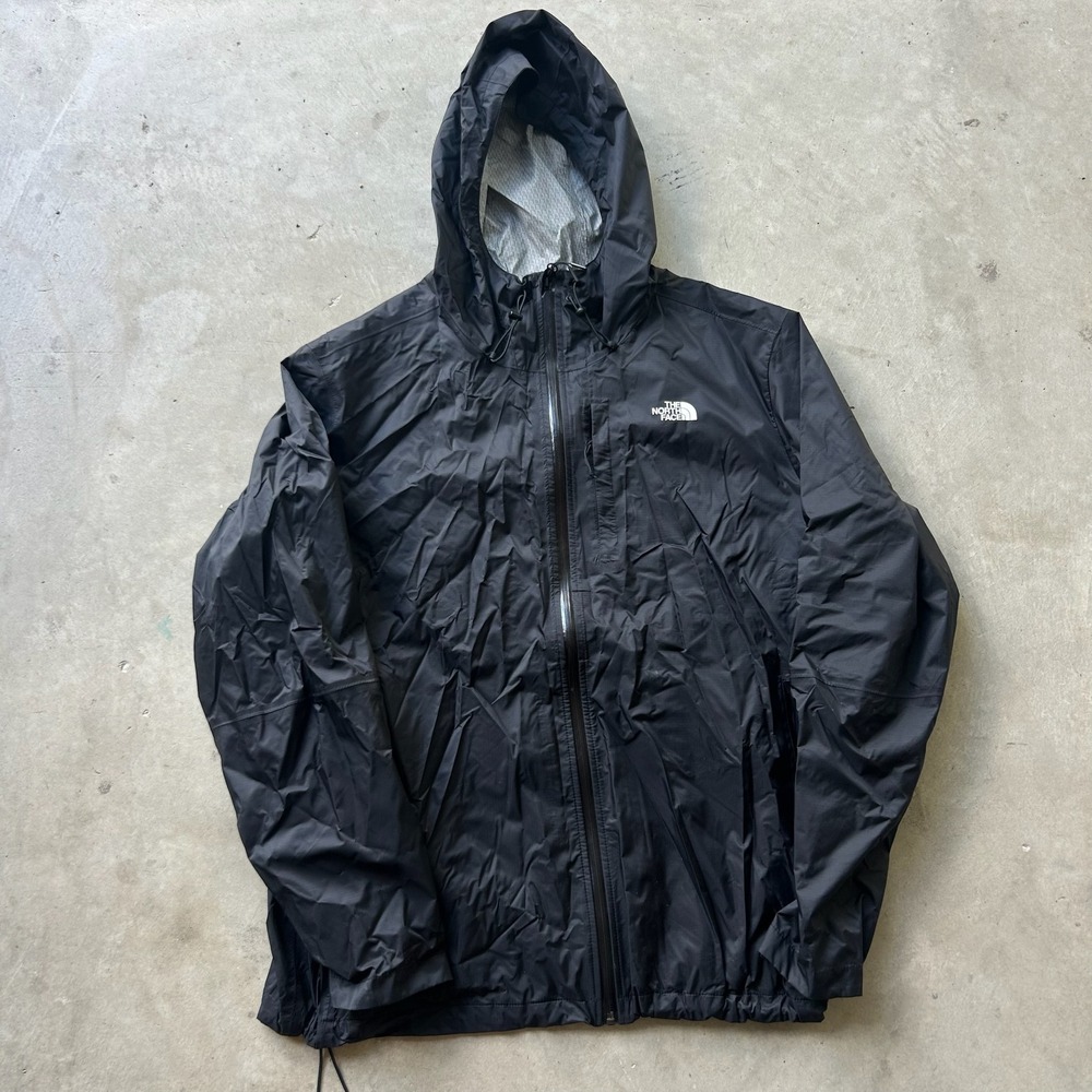 The North Face Mens Black Hooded Rain Jacket Windbreaker XXL Full Zip